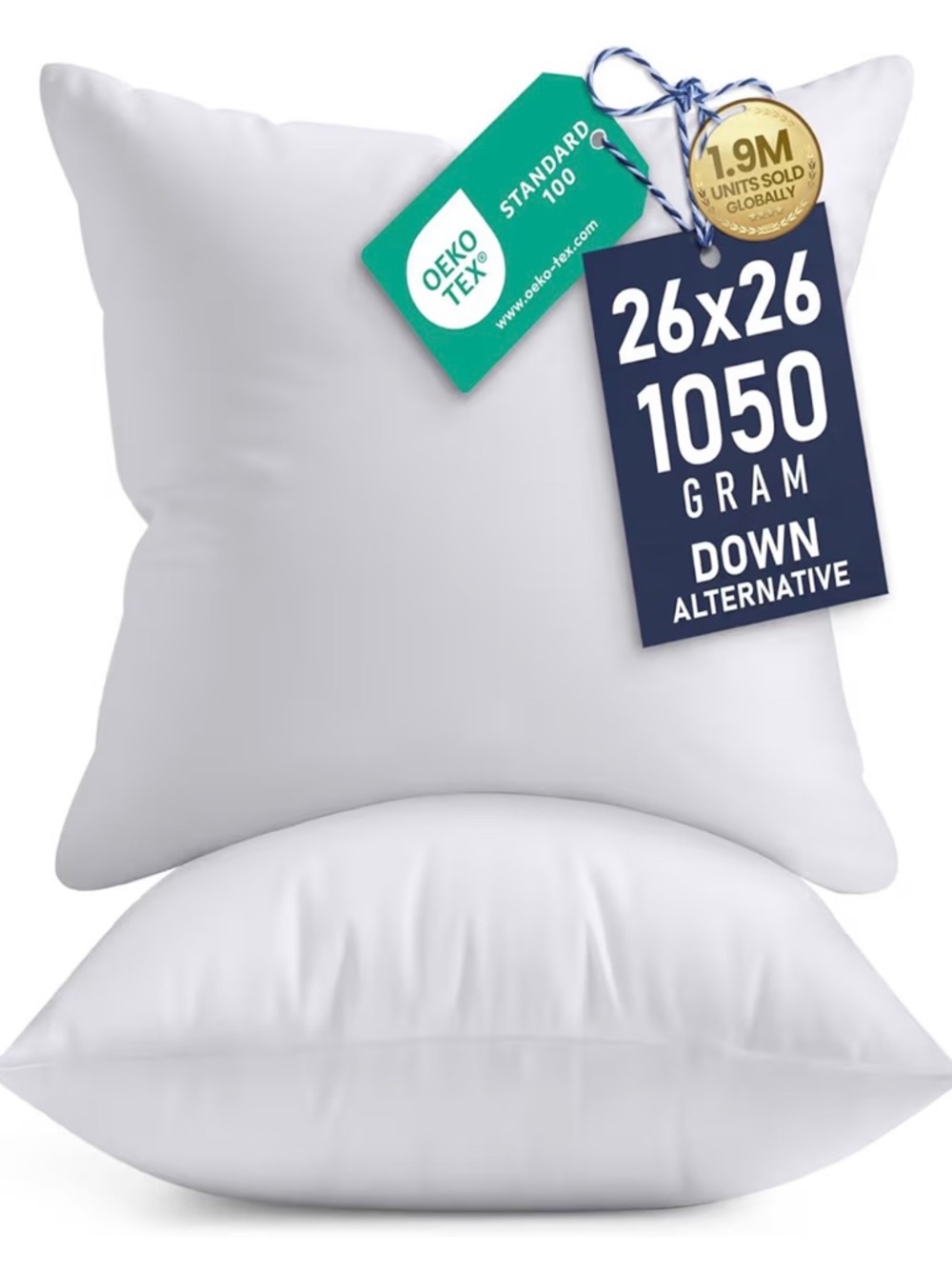 Utopia Bedding 26x26 Pillow Inserts, Set of 2, White